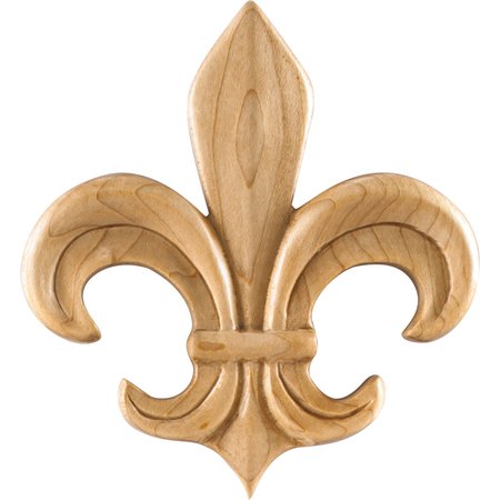 HARDWARE RESOURCES 3-3/4" Wx5/16"Dx4-1/4"H Pressed Rubberwood Fleur-de-lis Appliqué PAPL-14RW